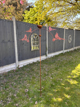 Load image into Gallery viewer, Handmade powder coated blackbird sculpture rocker and rain catcher standing at 150cm tall - Marissa's Garden & Gift