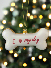 Load image into Gallery viewer, Glass dog bone Christmas bauble tree hanging decoration/christmas/seasonal/ glass hanging item - Marissa's Garden & Gift