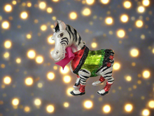 Indlæs billede til gallerivisning Christmas zebra hanging decoration/christmas/seasonal/ glass hanging item - Marissa's Garden & Gift