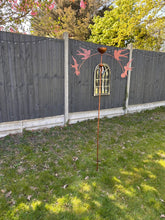 Load image into Gallery viewer, Handmade powder coated swallows sculpture rocker and rain catcher standing at 150cm tall - Marissa's Garden & Gift