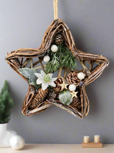 Indlæs billede til gallerivisning Handmade Hanging star wreath 25 x 25 x 6cm Christmas/seasonal hanging wreath - Marissa's Garden & Gift
