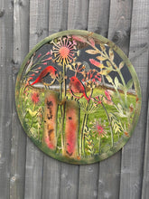 Laden Sie das Bild in den Galerie-Viewer, Handmade rusty 60cm wall plaque acrylic mirror of robin birds Tree Wall Plaque, Rusted coloured Metal, Garden/indoor Wall Art with peeling effect - Marissa's Garden & Gift
