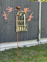 Load image into Gallery viewer, Handmade powder coated swallows sculpture rocker and rain catcher standing at 150cm tall - Marissa's Garden & Gift