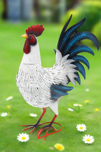 Charger l'image dans la galerie, Garden metal cockerel/ hen white and blue named Barry measuring 16 x 22 x 45cm - Marissa's Garden & Gift