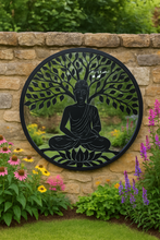 Afbeelding in Gallery-weergave laden, Handmade 60cm black metal Wall Plaque with acrylic mirror, colourful Metal, Garden/indoor Wall Art powder coated steel - Marissa's Garden & Gift