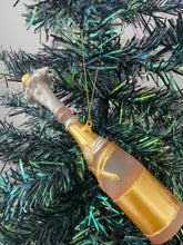 Indlæs billede til gallerivisning Glass champagne bottle bauble tree hanging decoration/christmas/seasonal/ glass hanging item - Marissa's Garden & Gift