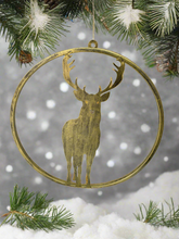 Afbeelding in Gallery-weergave laden, Handmade reindeer gold wall art for indoors/outdoors 30 x 1 x 32cm - Marissa's Garden & Gift