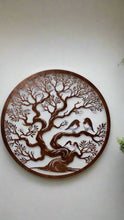 Afbeelding in Gallery-weergave laden, Handmade bronze 60cm wall plaque of coloured family of robins birds Tree of life Wall Plaque, bronze coloured Metal, Garden/indoor Wall Art - Marissa's Garden & Gift