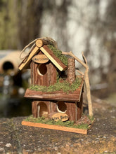 Load image into Gallery viewer, Handmade wooden birdhouse hut with three entrances measuring 16 x 10 x 21cm - Marissa's Garden & Gift