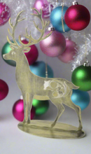 Load image into Gallery viewer, Handmade gold metal powder coated reindeers on stand table decoration measuring 41cm - Marissa's Garden & Gift