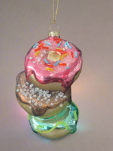 Load image into Gallery viewer, Christmas glass stacking donuts decoration/christmas/seasonal/ glass hanging item - Marissa's Garden & Gift