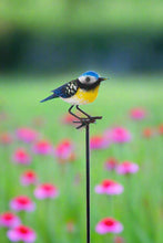 Load image into Gallery viewer, Handmade powder coated Blue tit on a pole sculpture 130cm tall - Marissa's Garden & Gift