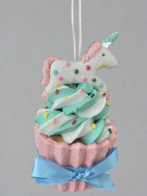 Laden Sie das Bild in den Galerie-Viewer, Resin unicorn cupcake Christmas bauble tree hanging decoration/christmas/seasonal/ resin hanging item - Marissa's Garden & Gift