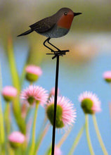 Load image into Gallery viewer, Handmade powder coated Robin on a pole sculpture 130cm tall - Marissa's Garden & Gift