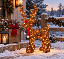Load image into Gallery viewer, Handmade Christmas indoor/ outdoor reindeer with led lights 45cm