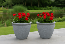 Laden Sie das Bild in den Galerie-Viewer, 26cm Chatsworth grey embossed pot x 2 pots - Marissa's Garden & Gift