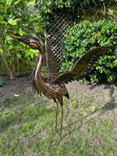 Load image into Gallery viewer, Large Bronze with gold brush Heron Dimensions are 79 x 60 x 107cm. | Garden Statue | Bird Yard Art | Outdoor Decor - Marissa's Garden & Gift
