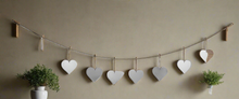 Afbeelding in Gallery-weergave laden, Handmade powder coated hanging silver heart garland measuring 150 x 20 x 1cm - Marissa's Garden & Gift