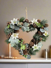 Afbeelding in Gallery-weergave laden, Handmade hanging heart wreath 30 x 29 x 10cm Christmas /seasonal hanging wreath - Marissa's Garden & Gift