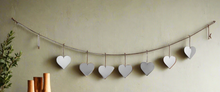 Afbeelding in Gallery-weergave laden, Handmade powder coated hanging silver heart garland measuring 150 x 20 x 1cm - Marissa's Garden & Gift