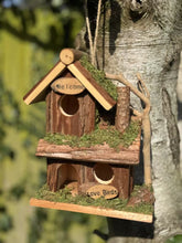 Load image into Gallery viewer, Handmade wooden birdhouse hut with three entrances measuring 16 x 10 x 21cm - Marissa's Garden & Gift