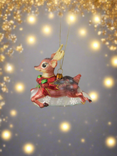 Load image into Gallery viewer, Glass Christmas deer woodland animal Christmas bauble tree hanging decoration/christmas/seasonal/ glass hanging item - Marissa's Garden & Gift