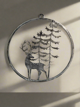 Indlæs billede til gallerivisning Handmade reindeer and tree silver wall art for indoors/outdoors 30 x 1 x 32cm - Marissa's Garden & Gift