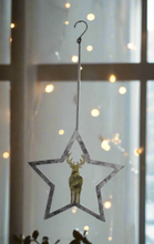 Afbeelding in Gallery-weergave laden, Handmade powder coated hanging silver star with reindeer measuring 27 x 25 x 1cm - Marissa's Garden & Gift