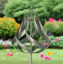 Load image into Gallery viewer, Roseland verdigris garden wind sculpture spinner - Marissa's Garden & Gift