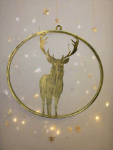 Afbeelding in Gallery-weergave laden, Handmade reindeer gold wall art for indoors/outdoors 30 x 1 x 32cm - Marissa's Garden & Gift