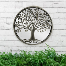 Laden Sie das Bild in den Galerie-Viewer, Tree of life silver resin touch Outdoor/Indoor mirror/ mirrored wall art - Marissa's Garden & Gift