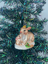 Indlæs billede til gallerivisning Glass bunny rabbit Christmas bauble tree hanging decoration/christmas/seasonal/ glass hanging item - Marissa's Garden & Gift