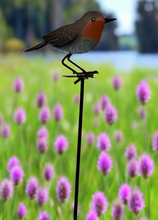 Load image into Gallery viewer, Handmade powder coated Robin on a pole sculpture 130cm tall - Marissa's Garden & Gift