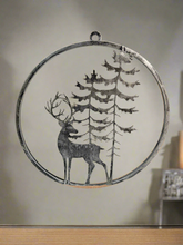 Indlæs billede til gallerivisning Handmade reindeer and tree silver wall art for indoors/outdoors 30 x 1 x 32cm - Marissa's Garden & Gift