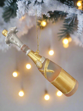 Indlæs billede til gallerivisning Glass champagne bottle bauble tree hanging decoration/christmas/seasonal/ glass hanging item - Marissa's Garden & Gift