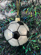 Load image into Gallery viewer, Glass Christmas football Christmas bauble tree hanging decoration/christmas/seasonal/ glass hanging item - Marissa's Garden & Gift