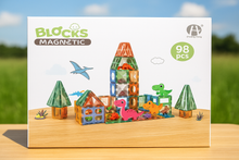 Laden Sie das Bild in den Galerie-Viewer, 98-Piece Magnetic Blocks with Dinosaurs – Educational STEM Building Toy Set - Marissa's Garden & Gift