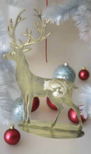 Load image into Gallery viewer, Handmade gold metal powder coated reindeers on stand table decoration measuring 41cm - Marissa's Garden & Gift