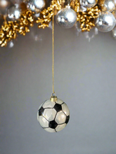 Load image into Gallery viewer, Glass Christmas football Christmas bauble tree hanging decoration/christmas/seasonal/ glass hanging item - Marissa's Garden & Gift