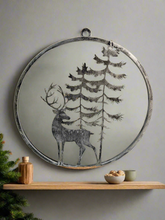 Indlæs billede til gallerivisning Handmade reindeer and tree silver wall art for indoors/outdoors 30 x 1 x 32cm - Marissa's Garden & Gift