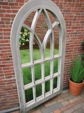 Indlæs billede til gallerivisning Belgravia Grey with black touch arched Outdoor/Indoor mirror measuring 76 x 51 x 4cm - Marissa's Garden & Gift