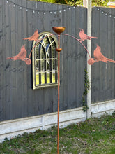 Load image into Gallery viewer, Handmade powder coated blackbird sculpture rocker and rain catcher standing at 150cm tall - Marissa's Garden & Gift