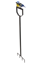 Load image into Gallery viewer, Handmade powder coated Blue tit on a fork sculpture 105cm tall - Marissa's Garden & Gift