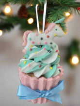 Laden Sie das Bild in den Galerie-Viewer, Resin unicorn cupcake Christmas bauble tree hanging decoration/christmas/seasonal/ resin hanging item - Marissa's Garden & Gift