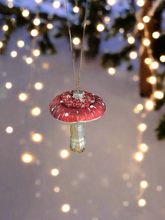 Load image into Gallery viewer, Christmas mushroom hanging decoration/christmas/seasonal/ glass hanging item - Marissa's Garden & Gift