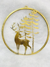 Indlæs billede til gallerivisning Handmade reindeer and tree gold wall art for indoors/outdoors 30 x 1 x 32cm - Marissa's Garden & Gift