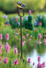 Load image into Gallery viewer, Handmade powder coated Blue tit on a fork sculpture 105cm tall - Marissa's Garden & Gift