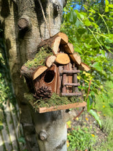 Afbeelding in Gallery-weergave laden, Handmade wooden Birdhouse with wooden stairs & acorn design 16 x 11 x 17cm - Marissa's Garden & Gift