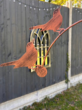 Load image into Gallery viewer, Handmade powder coated blackbird sculpture rocker and rain catcher standing at 150cm tall - Marissa's Garden & Gift