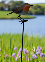 Load image into Gallery viewer, Handmade powder coated Robin on a pole sculpture 130cm tall - Marissa's Garden & Gift